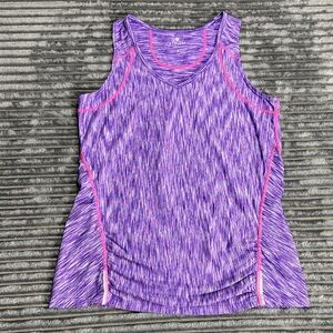 Athleta space dye Purple and Pink Running Tank Top w/ lower back zipper pocket